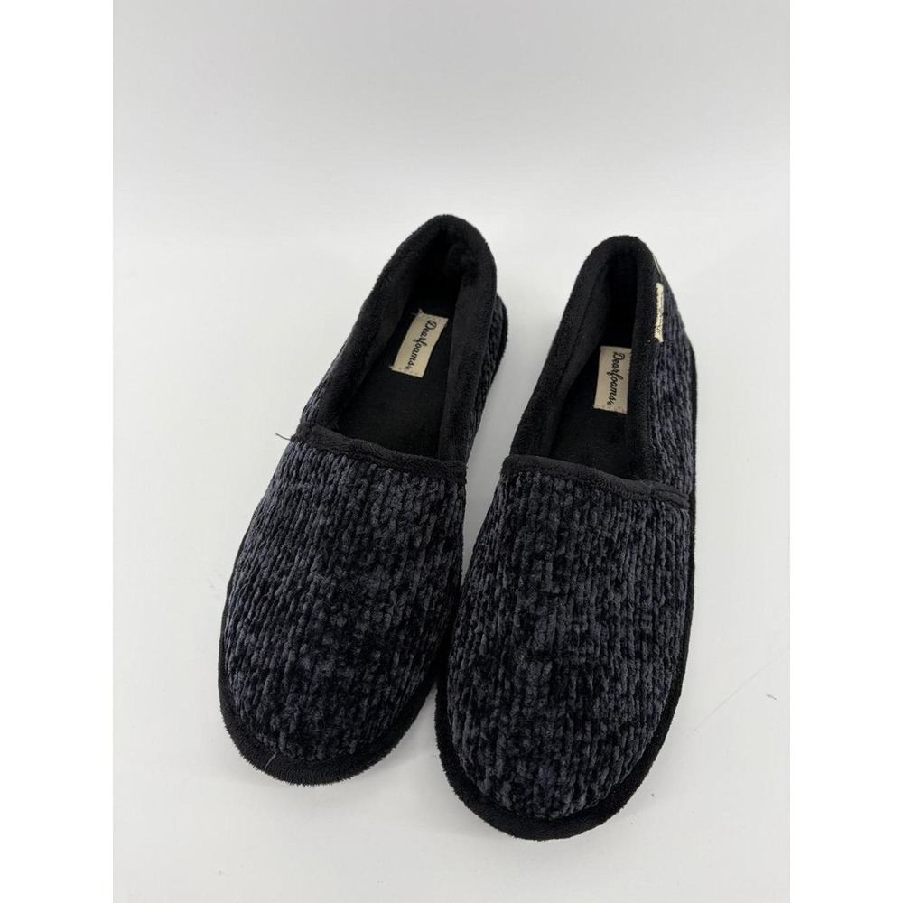 Dearfoams Chenille A-Line Slipper, Black, Women's Size Large (9-10) - Picture 1 of 7